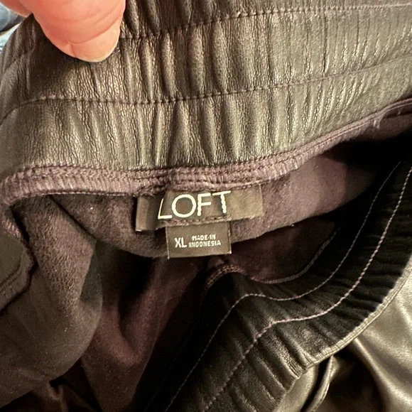 LOFT Black Faux Leather Pants - Picture 2 of 2